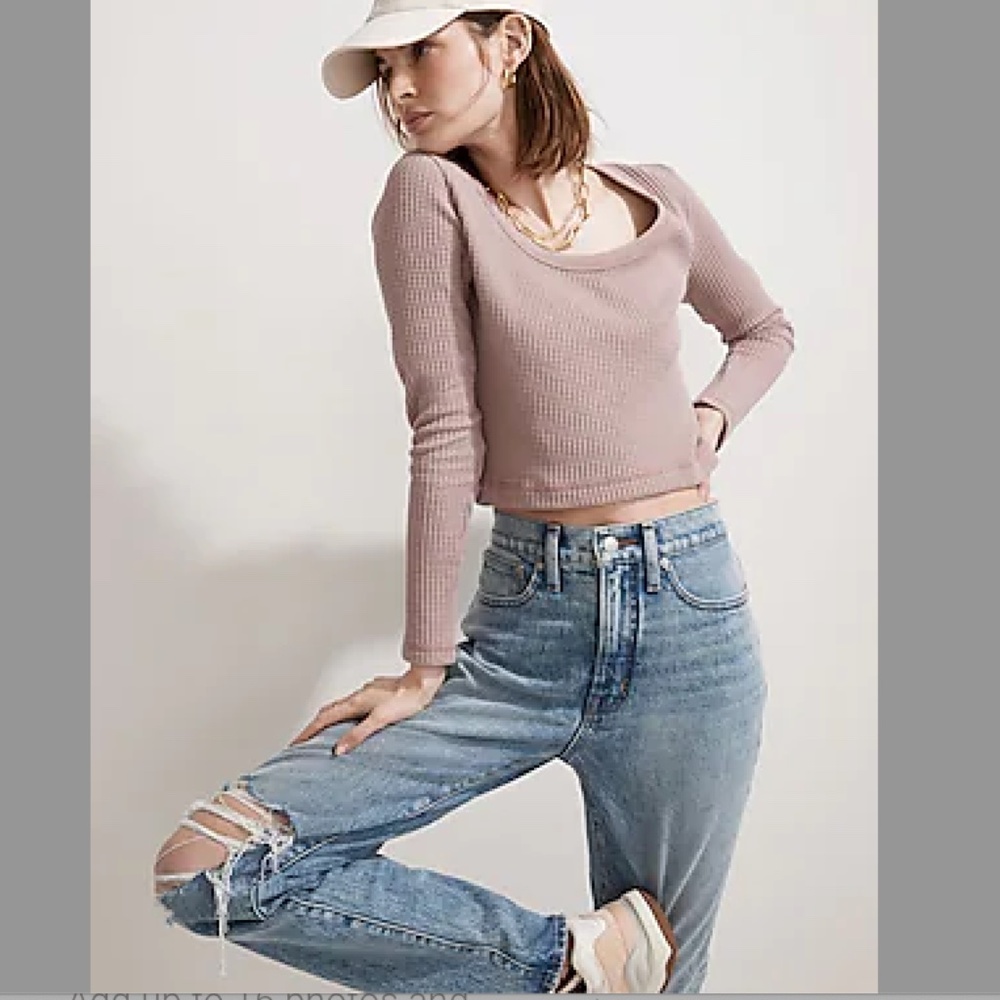 MWL Madewell Waffle Long-Sleeve Super Cropped Tee - Thistle, Size M